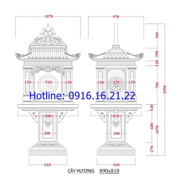 Kích thước bàn thờ thiên một mái