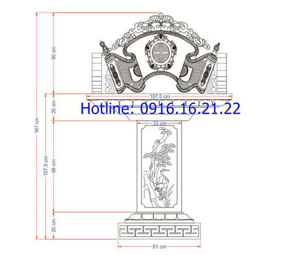 Kích thước bàn thờ thiên không mái